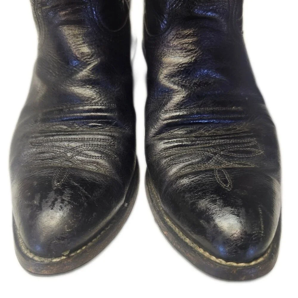 Nocona Men’s Vintage Cowboy Boots Black Leather Western Size 9.5 USA